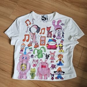 White Graphic Crop Top